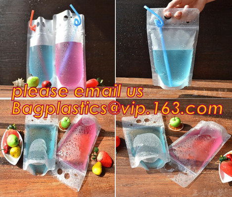 Doet de Handbediende Reclosable Ritssluiting van Juice Drink Pouches Heavy Duty Stand-up hitte-Bewijs Plastic Zakken met de zak van de strozak in zakken