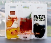 Drankzak met de Plastic Tribune van de Stro Handbediende Duidelijke Ritssluiting op Juice Drink Bag, Logo Print-zak van de drank de verpakkende zak