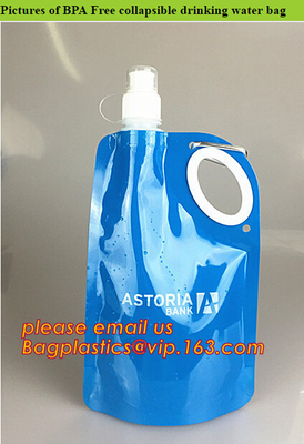 500ml kan vouwend zak van het flessen de vouwbare water MET haak, Jonge geitjes Vouwbare het Drinken Fles/Opvouwbare Waterzak 16oz water geven pac