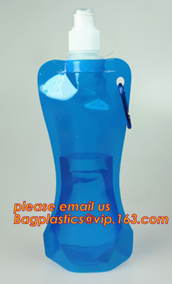 500ml kan vouwend zak van het flessen de vouwbare water MET haak, Jonge geitjes Vouwbare het Drinken Fles/Opvouwbare Waterzak 16oz water geven pac