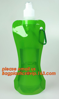 500ml kan vouwend zak van het flessen de vouwbare water MET haak, Jonge geitjes Vouwbare het Drinken Fles/Opvouwbare Waterzak 16oz water geven pac