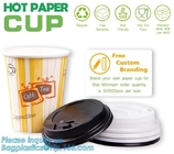 De biologisch afbreekbare koffiedocument kop met dekseldouane drukte document kop, het roomijsdocument van 3oz 5oz 6oz 8oz kop en document dekselpak