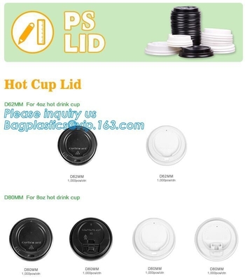 Biologisch afbreekbaar kopdeksel, PLA-kopdeksel, pp-DEKSEL, HUISDIERENdeksel, Koud kopdeksel, heet kopdeksel, PS van de de drankkop van 10oz/12oz/16oz/22oz heet deksel