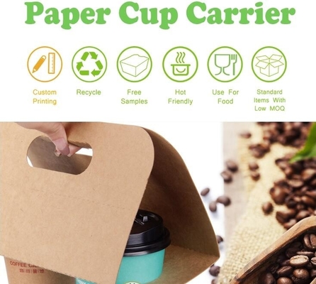Kartondocument de de houdersdrager van de koffiekop, het document van de de kopdrank van de 2 pakkenkoffie dragers, neemt de Kopdrank Carrie van de 2 Pakkoffie