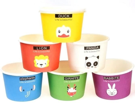 Gelatodocument het Document van het Koproomijs Kop met Deksels, 4oz-document roomijs enige dienende koppen, Logo Printed Disposable Icecream P