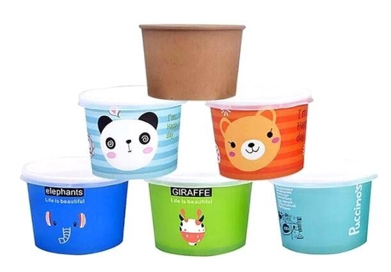 Gelatodocument het Document van het Koproomijs Kop met Deksels, 4oz-document roomijs enige dienende koppen, Logo Printed Disposable Icecream P