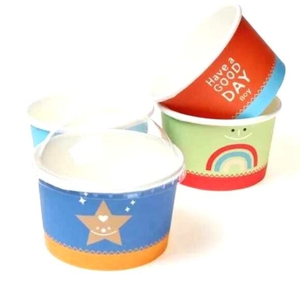 Gelatodocument het Document van het Koproomijs Kop met Deksels, 4oz-document roomijs enige dienende koppen, Logo Printed Disposable Icecream P