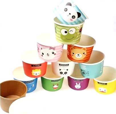 Gelatodocument het Document van het Koproomijs Kop met Deksels, 4oz-document roomijs enige dienende koppen, Logo Printed Disposable Icecream P