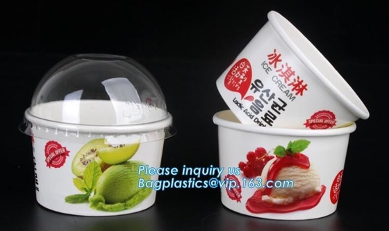 Aangepaste composteerbare biologisch afbreekbare 12 oz-het roomijskop van het dessertroomijs met deksel voor bageasepacka van het roomijsroomijs