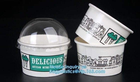 Aangepaste composteerbare biologisch afbreekbare 12 oz-het roomijskop van het dessertroomijs met deksel voor bageasepacka van het roomijsroomijs