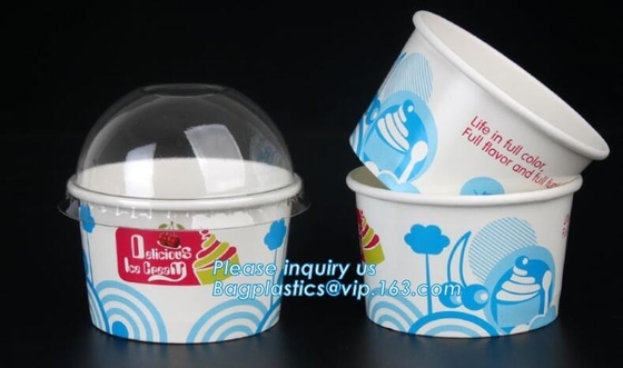 Aangepaste composteerbare biologisch afbreekbare 12 oz-het roomijskop van het dessertroomijs met deksel voor bageasepacka van het roomijsroomijs