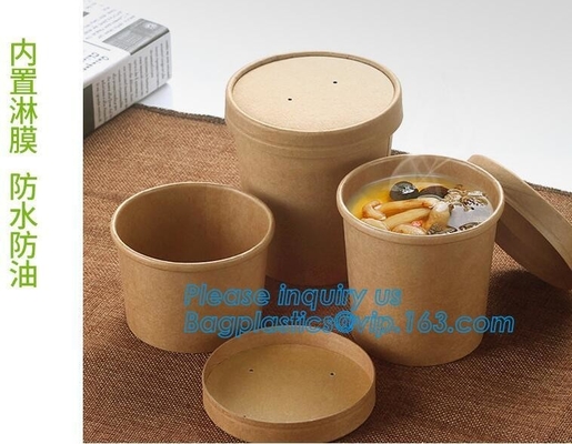 De beschikbare kraftpapier-document het document van de koffiekraftpapier van de soep cup_Double muur beschikbare hete cup_Easy soep haalt de lepel van het koppendeksel weg