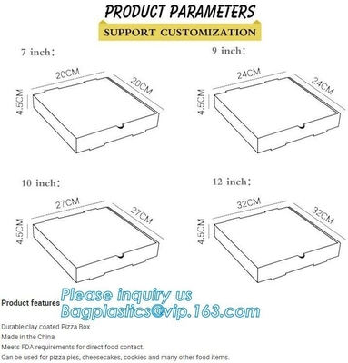 Het document van kraftpapier van het douaneembleem goedkope gepersonaliseerd uniek golf om 6 duim 8inch 16 duim het vakje van de 12 duimpizza bagease, pak