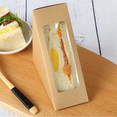Vakje van de de Sandwichwig van kraftpapier het Drievoudige met Venster de Rekupereerbare Document Vakjes van de Lunchcontainer, het Promotiedocument B van de Driehoekssandwich