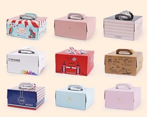 Cakevakje het Voedseldocument van de Cake Verpakkend Container Giftvakje met het vakje van het Handvatkarton, Goedkoop Aangepast Document Karton Birthda