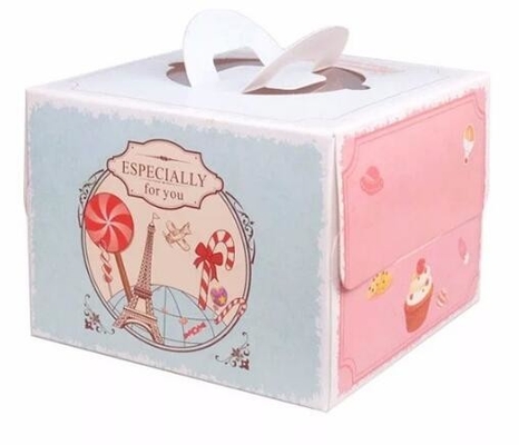 Cakevakje het Voedseldocument van de Cake Verpakkend Container Giftvakje met het vakje van het Handvatkarton, Goedkoop Aangepast Document Karton Birthda