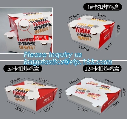 Het vouwbare kraftpapier-document fastfood verpakkingsvakje voor hamburger, van de de douanegrootte van de Fabrieksprijs het embleemdruk haalt kraftpapier-venstergift weg