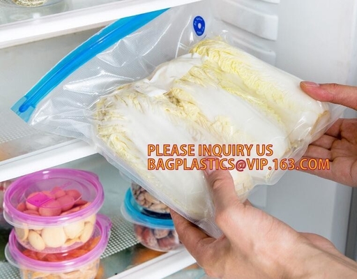 Van de het Voedselopslag van de Eco- rolt de vriendschappelijke Textuur Vacuüm Plastic Zak de Vochtbestendige Vacuümbroodjes van de Verzegelaarzak voor Voedsel Vacuümvoedsel