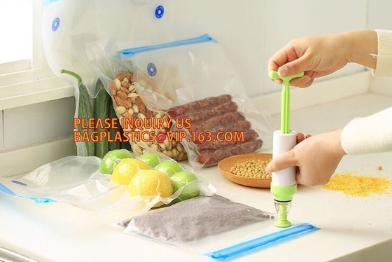 Van de het Voedselopslag van de Eco- rolt de vriendschappelijke Textuur Vacuüm Plastic Zak de Vochtbestendige Vacuümbroodjes van de Verzegelaarzak voor Voedsel Vacuümvoedsel