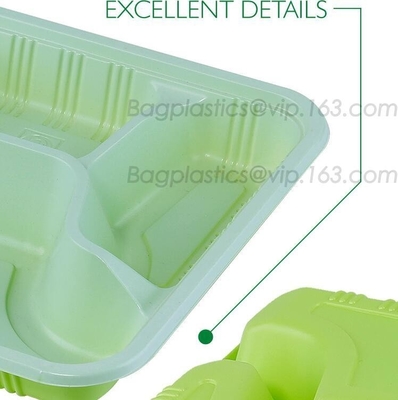 Het beschikbare maïszetmeel plateert de biologisch afbreekbare container van het maïszetmeelvoedsel, Beschikbare PLA die Verdeeld Lunchdienblad dienen