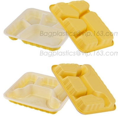 Het beschikbare maïszetmeel plateert de biologisch afbreekbare container van het maïszetmeelvoedsel, Beschikbare PLA die Verdeeld Lunchdienblad dienen