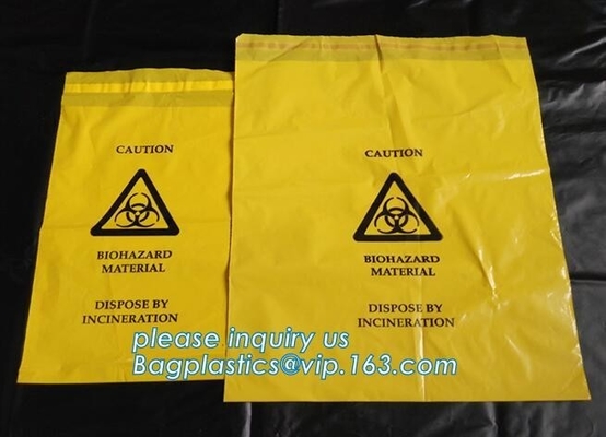 HDPE plastic drawstring biohazard huisvuilafval, Op zwaar werk berekend veiligheidsplastiek biohazard, ENVELOPzakken, ENVELOP, ZELFverbinding
