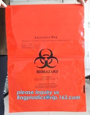 Op zwaar werk berekend Plastic biohazard besmettelijk afval van de Vuilnisbakvoering, Biohazard-Vuilniszak voor Medicijn, biohazard op broodje omdat
