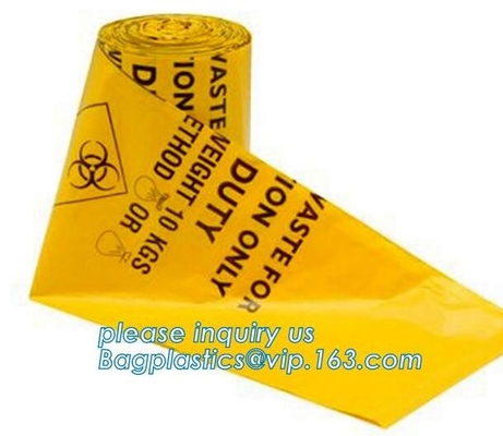 de gele/rode/zwarte zak van de biohazardautoclaaf/biohazard autoclavable bakvoering, biohazard plastic zakken, biohazard afvalzak, me