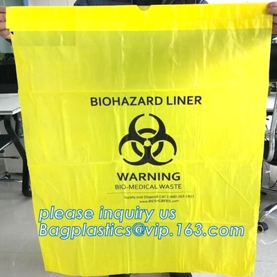 Het beschikbare plastiek biohazard doet de besmettelijke zakken van het linnenafval, de Gele Biohazard-Zak van het het Specimenvervoer van de Afvalzak Medische in zakken