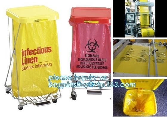 De beschikbare Besmettelijke de Autoclaafzakken van Biohazard van het het Ziekenhuis Rode/Gele Polyethyleen, trekken het huisvuil van koordbiohazard/afval B