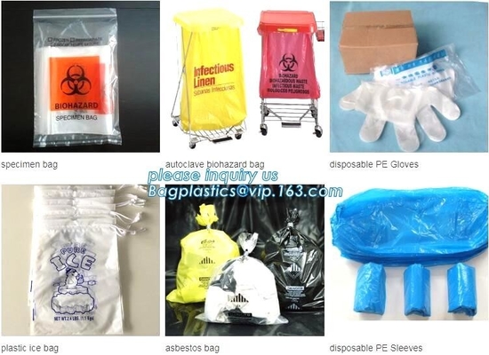 Het bioharzard-Specimen doet/de Medische Zak van Afvalbiohazards/Medische Afvalverwijdering, het besmettelijke medische plastiek van de afvalverwijdering in zakken