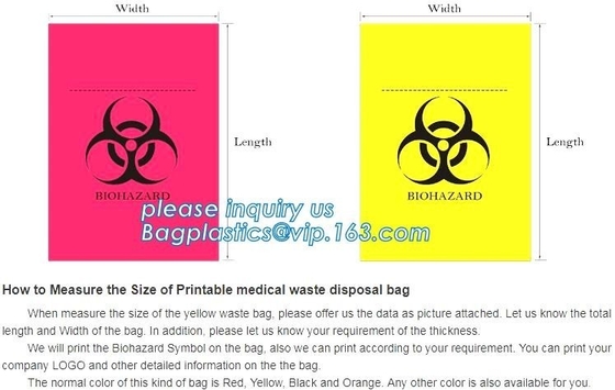 Het bioharzard-Specimen doet/de Medische Zak van Afvalbiohazards/Medische Afvalverwijdering, het besmettelijke medische plastiek van de afvalverwijdering in zakken