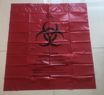 De zak van de Adhensiveband, zelfverbinding bagsYellow/de rode/zwarte zak/de voering van het biohazard besmettelijke/medische afval met drawcord/drawstring