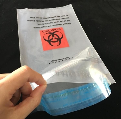 de druk zelfklevende zak van het biohazardafval, het vervoerzak van het autoclaaf biohazard specimen, Medische Biohazard Plastic Polyb