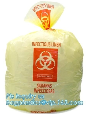 Klinische (Gele) Afvalzakken, Op zwaar werk berekende Zakken, 17in x 25in (X25), Populaire ecozak van PE/PP biohazard, vuilniszak, plastiek