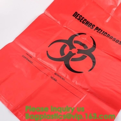 De Gids van de afvalverwijdering voor Onderzoeklaboratoria, HDPE Biologische Gevaarzakken, Biologische Zakken van het Gevaarafval, 600 x 500mm, geel-50