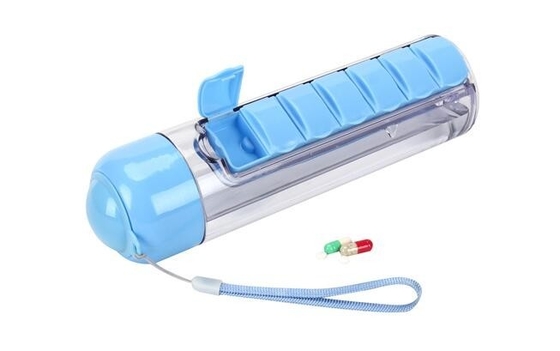 plastic mok met plastic de pillendoos van de 7 dagenopslag, plastic flessen creatieve stijl van productenfles met pillenorganisator P