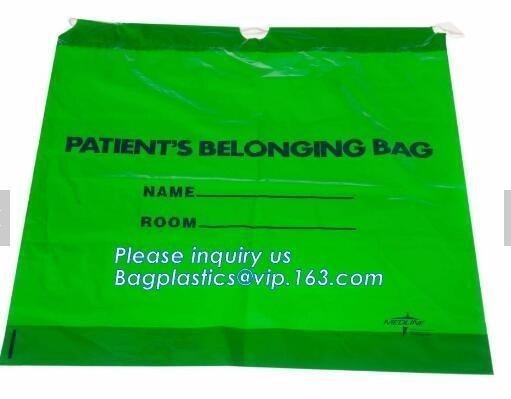 Biologisch afbreekbare LDPE materiële het kledingstuk polyzak van de hotelwasserij op broodje, Verpakkende polywasserijzak met katoenen koordkabel Ha