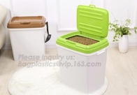 Container van de het voedsel voor huisdierenopslag van BPA de vrije met wielen, de Opslagcontainer van het Bevorderings Plastic Voedsel voor huisdieren met Komcontainer, behandelt