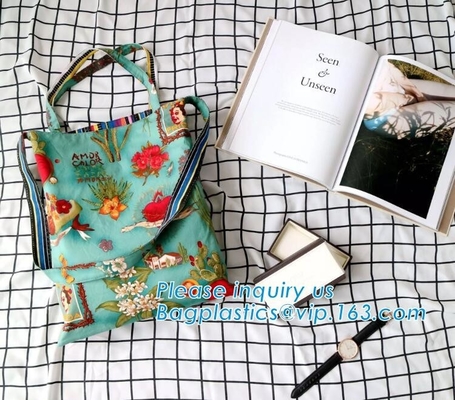 De nieuwe Zakken van Logo Canvas Bag Shopping Tote van de Aankomstdouane voor Meisjes, douane drukten van het katoenen van 12 oz de Vouwbare totalisator s canvasstrand