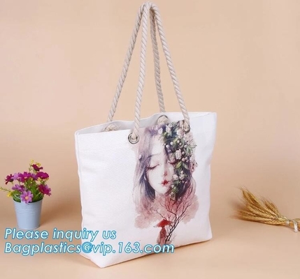 Promotie van de de drukdame van het douaneportret de schouderzak, het katoenen canvas winkelen totalisatorzak met van het katoenen bagease p kabelhandvat