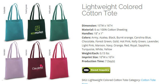 Milieuvriendelijke Aangepaste Hoogte - kwaliteit Reclamekatoen Tote Bags, van de katoenen van de totalisatorzak het kringloop organische katoen t zakbevordering