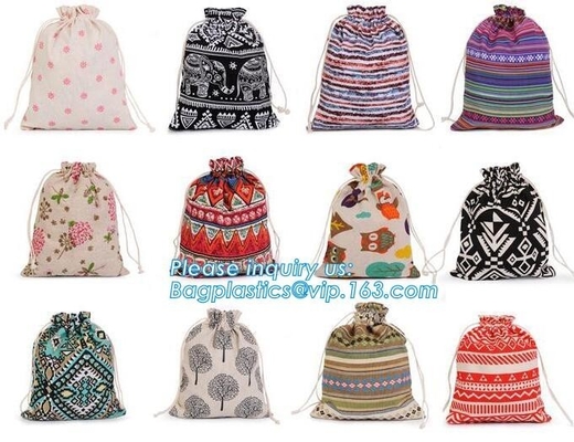 De promotie goedkope in het groot Douane organische katoenen canvas drawstring zak, wereldkaart drukte kleine katoenen drawstring zak