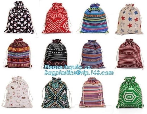 De promotie goedkope in het groot Douane organische katoenen canvas drawstring zak, wereldkaart drukte kleine katoenen drawstring zak