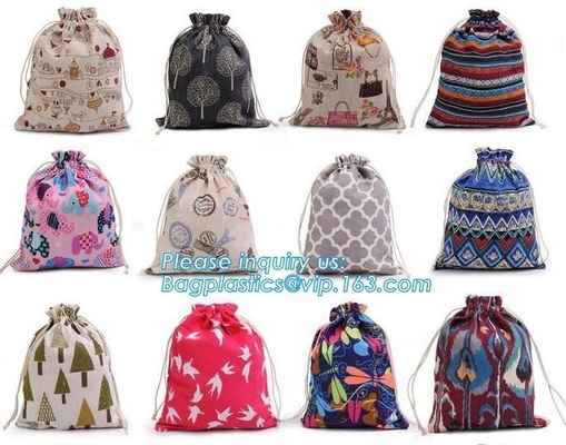 De promotie goedkope in het groot Douane organische katoenen canvas drawstring zak, wereldkaart drukte kleine katoenen drawstring zak