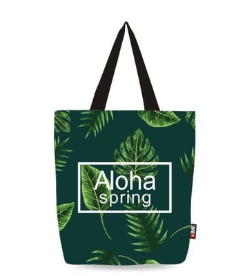 Het Handvatzak van Art Summer Cotton Canvas Beach van het bevorderingsbeeldverhaal, Katoenen Canvas Tote Shoulder Leather Handle Bags met Douane