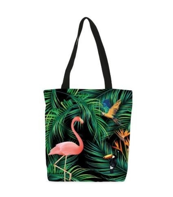 Het Handvatzak van Art Summer Cotton Canvas Beach van het bevorderingsbeeldverhaal, Katoenen Canvas Tote Shoulder Leather Handle Bags met Douane