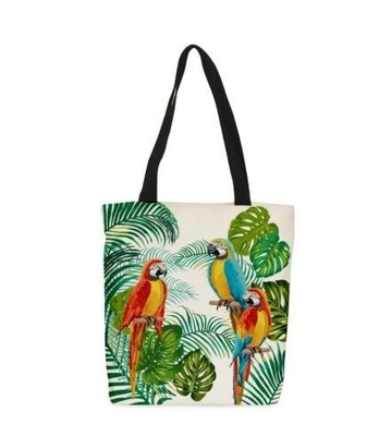Het Handvatzak van Art Summer Cotton Canvas Beach van het bevorderingsbeeldverhaal, Katoenen Canvas Tote Shoulder Leather Handle Bags met Douane