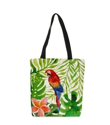 Het Handvatzak van Art Summer Cotton Canvas Beach van het bevorderingsbeeldverhaal, Katoenen Canvas Tote Shoulder Leather Handle Bags met Douane