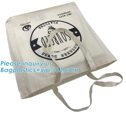 het duurzame katoenen canvas behandelde het winkelen zak, de Gerecycleerde Ruwe van de katoenen van het kabelhandvat zak canvastotalisator met het pakket van embleembagease